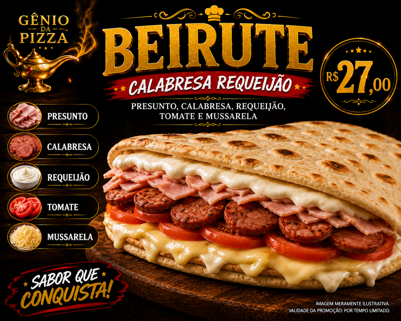 Beirute Calabresa e  Requeijão