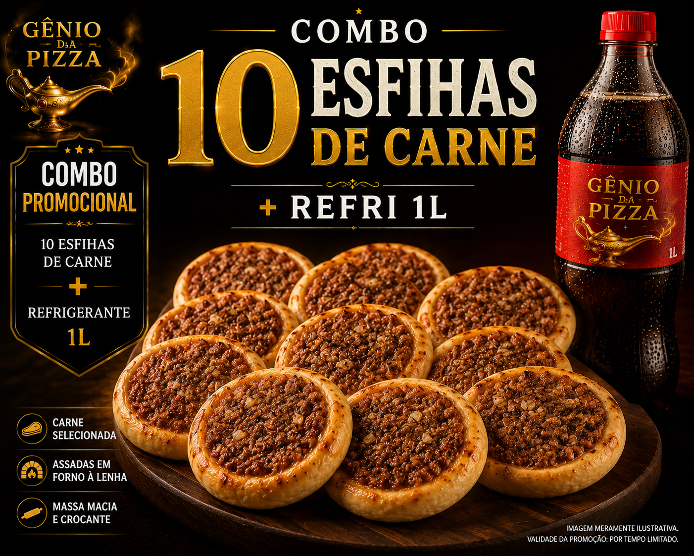 Combo 10 Esfihas de Carne + Refri 1L